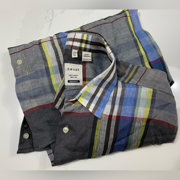 Hauptmann Germany 100% Linen Shirt, NWOT, machine washable, regular fit, Large - Picture 1 of 8
